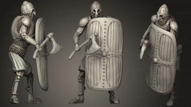 3D model Skeleton Axe  Axe + Square Shield  Defensive Pose (STL)