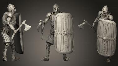 3D model Skeleton Axe   Axe + Square Shield   Idle Pose (STL)