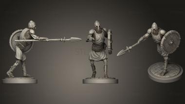 3D model Skeleton Axe   Spear + Round Shield   Attack Pose (STL)