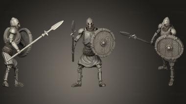 3D model Skeleton Axe  Spear + Round Shield  Idle Pose (STL)