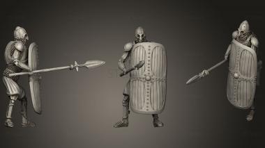 3D model Skeleton Axe   Spear + Square Shield   Defensive Pose (STL)