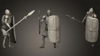 3D model Skeleton Axe   Spear + Square Shield   Idle Pose (STL)