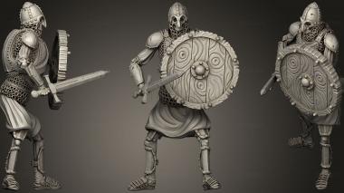 3D model Skeleton Axe   Sword + Round Shield   Defensive Pose (STL)