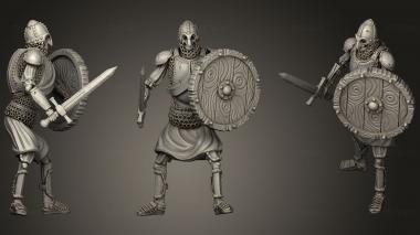 3D model Skeleton Axe  Sword + Round Shield  Idle Pose (STL)