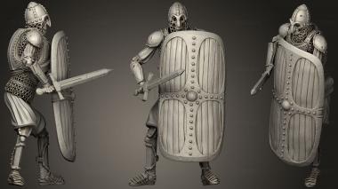 3D model Skeleton Axe   Sword + Square Shield   Defensive Pose (STL)