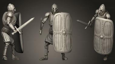 3D model Skeleton Axe   Sword + Square Shield   Idle Pose (STL)