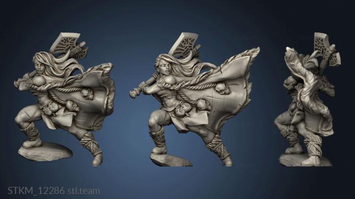 3D model Barbarian Tribe Axe Battlemaster Boar Totem (STL)