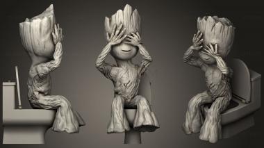 3D model Three Wise Groot On Toilet (STL)