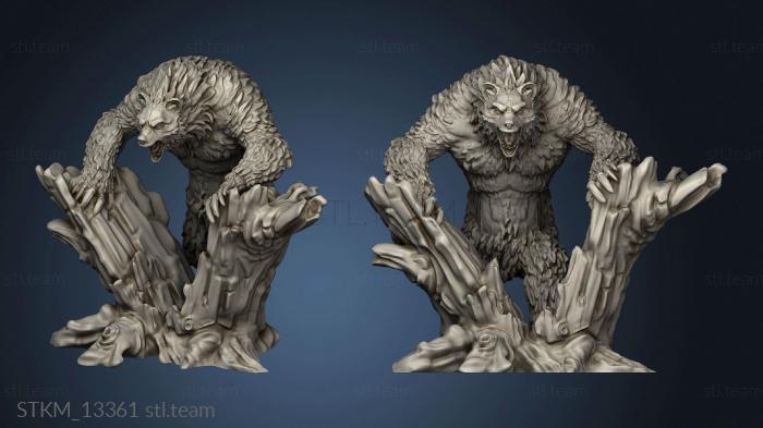 3D model Monster Rampage Werebear Breaking Tree Stump (STL)