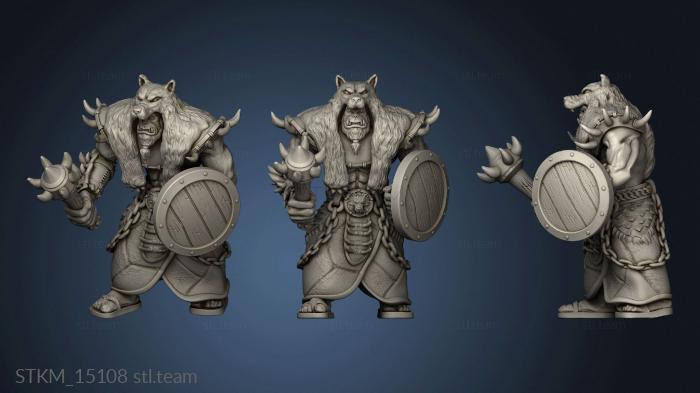 3D model Orc Tribe Forge Shaman mace shield attack (STL)