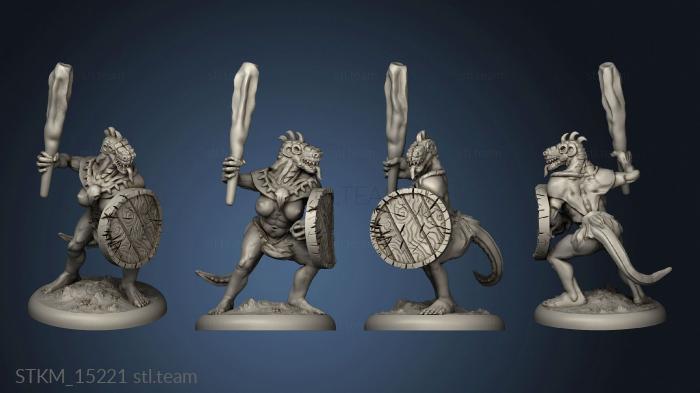 3D model Mega age The Colossal Lizardfolk Female Club and Shield (STL)