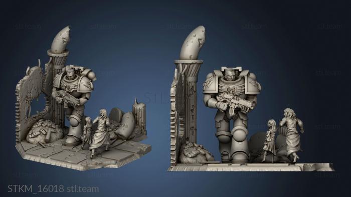 3D model space marine diorama (STL)