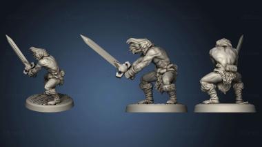 3D model Barbarian with sword on podium (STL)