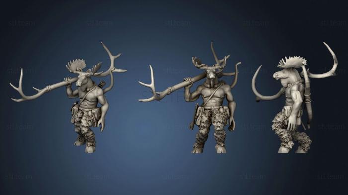 Cervidae Folk (Shatjan) With Giant Elk Antler Staff And Bow