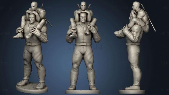 3D model Colossus and Deadpool Statue fullfigure (STL)