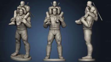 3D model Colossus and Deadpool Statue fullfigure (STL)