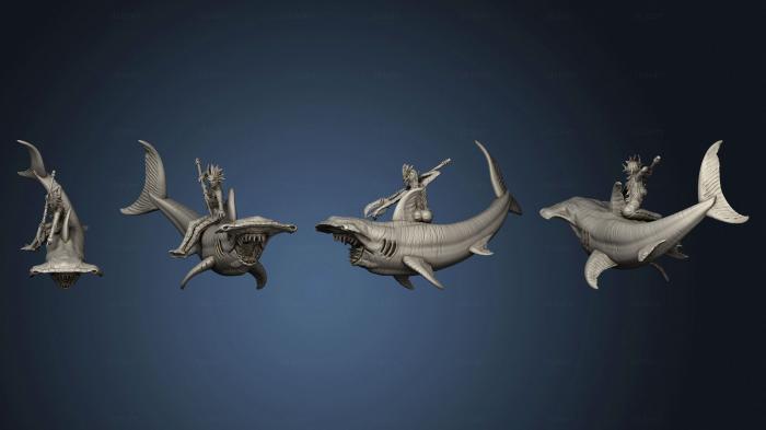 3D модель Наездница на Акуле-Молоте - Самка Морского Эльфа (STL)