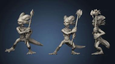 3D model Caves Despair Grumpy Axolotl Warrior Attacking (STL)