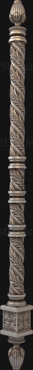 3D model 3d stl model of twisted carved pillar, (STL)