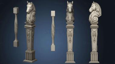 3D model Entrance post with horses head and openwork balustrade (STL)