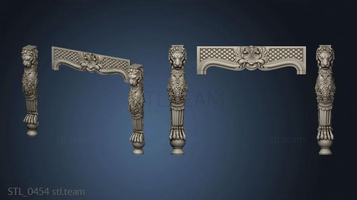 3D model Parts of the fireplace tsarga and pillar with lion mask (STL)