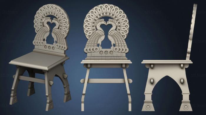 Chair with two peacocks in Russian style