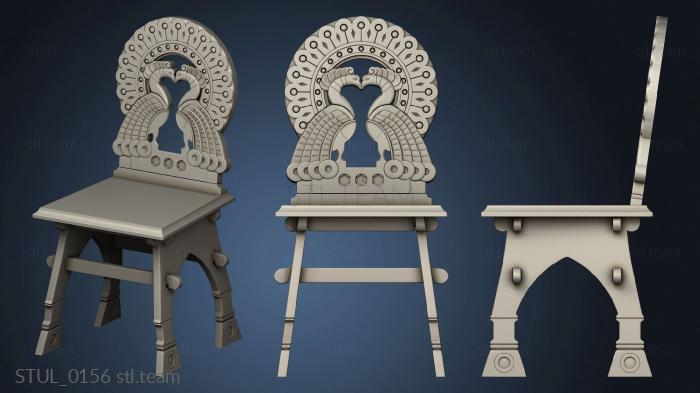 Chair with two peacocks in Russian style