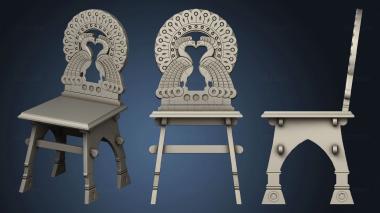 3D model Chair with two peacocks in Russian style (STL)