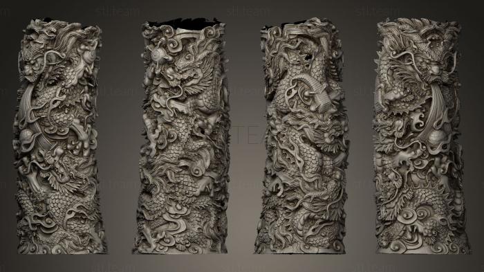 Вазы pillar with dragon shaped woodcarving