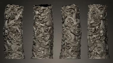 3D model pillar with dragon shaped woodcarving (STL)