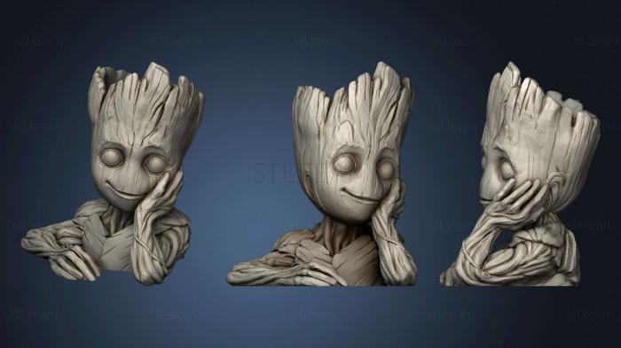 3D model Baby Groot Pot With Water Holding Tank (STL)