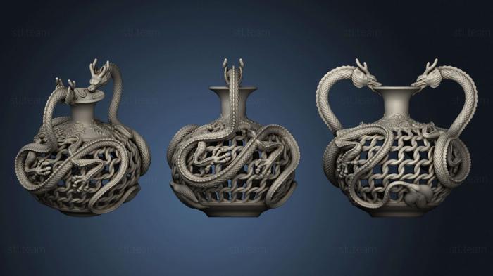 3D модель Ваза с рисунком дракона (STL)