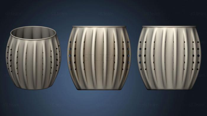 3D model Larger Rib With Holes And Round Lip Round Vase (STL)