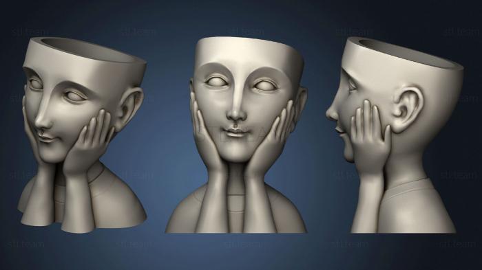 3D model Mujer plant head hand on face (STL)