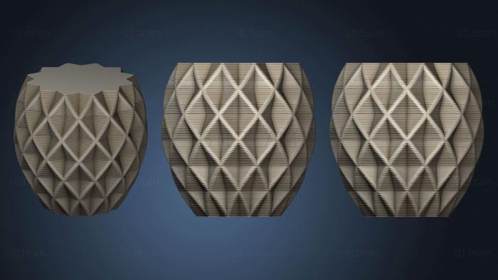 3D модель Округлая Квадратная Чашка-ваза (2) (STL)