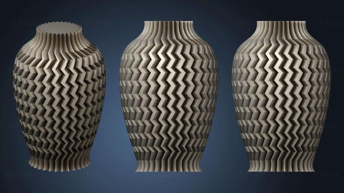 3D model Textured Vase Zig Zag (Vase Mode) (STL)