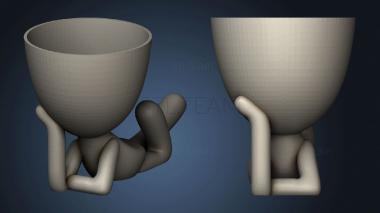 3D model vasos Vaso Deitado com mao na cabeca (STL)