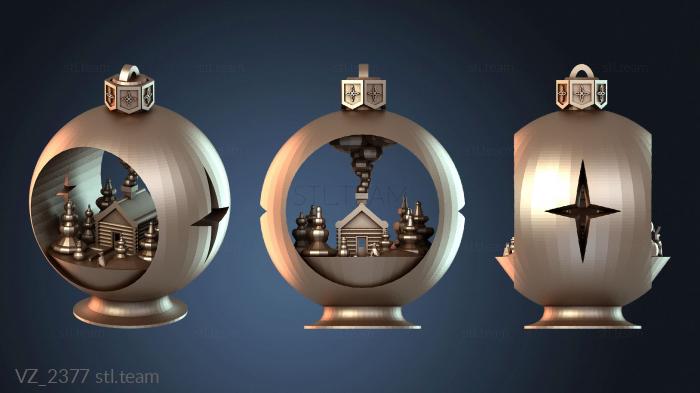 Вазы Домик-украшение в виде снежного шара